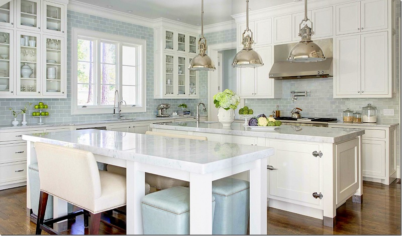 White kitchen with subway tile