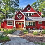 Red house with White Trim