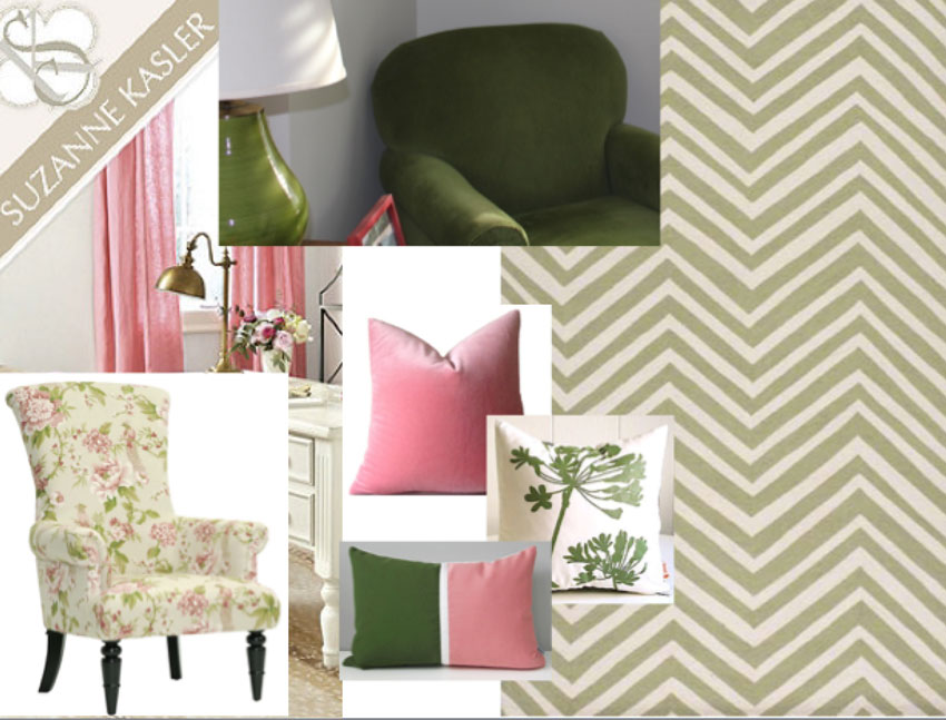 Ask Maria How Can I Update My Green 90s Sofa Peony Pink Cushions And A More Muted Area Rug To Relate The Existing Sofa Since Most Greens Go Together It S Okay That Is Much